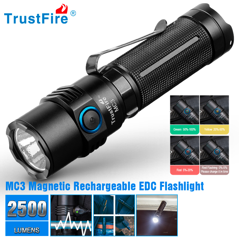 Edc Car Carry - Trustfire Mc3 고전력 충전식 Led 손전등